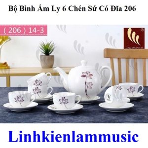 Bộ Bình Ấm Ly 6 Chén Sứ Có Đĩa 206