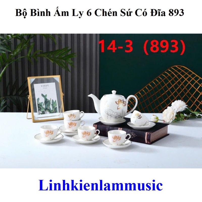 Bộ Bình Ấm Ly 6 Chén Sứ Có Đĩa 893