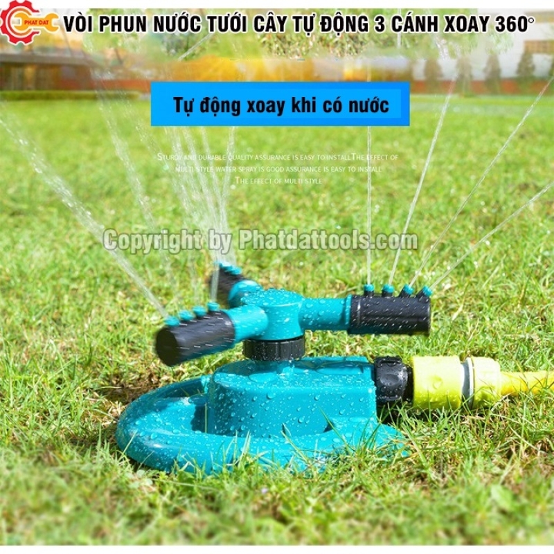 Vòi Phun Nước Tưới Cây Tự Động 3 Cánh (Đế Tròn)