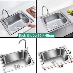 Chậu Rửa Chén Inox 1 Ngăn 50 X 40cm (đặt Trong Ngày)