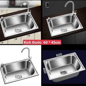 Chậu rửa chén inox 1 ngăn 60 x 45cm (đặt trước 2 tiếng)