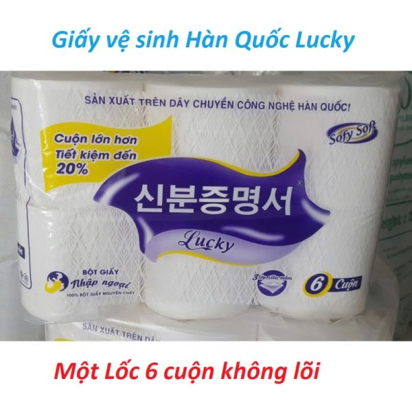 Giấy Vệ Sinh Hàn Quốc Lucky Không Lõi (1 Lốc 6 Cuộn)