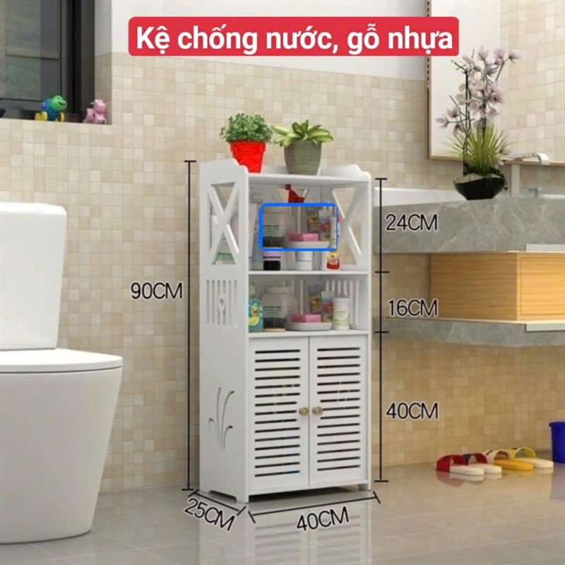 Tủ đựng đồ Nhà Tắm Chống Thấm Gỗ Nhựa 90 X 40cm